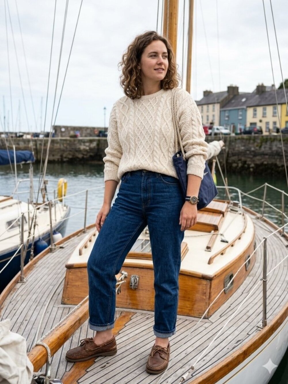 Vintage Thornton Bay Women's XL Ivory‎ long sleeve cable knit fisherman nautical